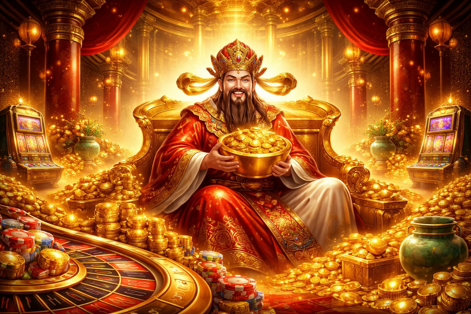 Hình ảnh banner chính King33 với giải độc đắc lớn và các trò chơi casino trực tuyến, màu đỏ vàng chuyên nghiệp